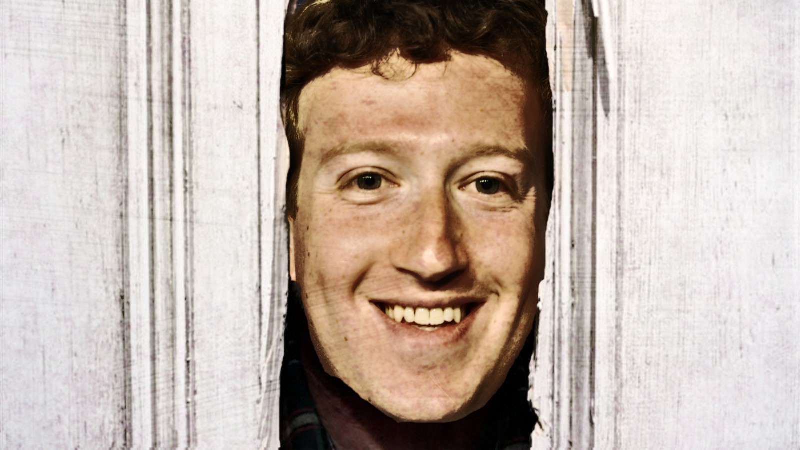 Humorous image of a face peeking through a doorway